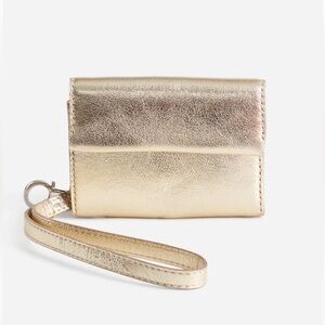 Madewell Gold Leather card case Wristlet